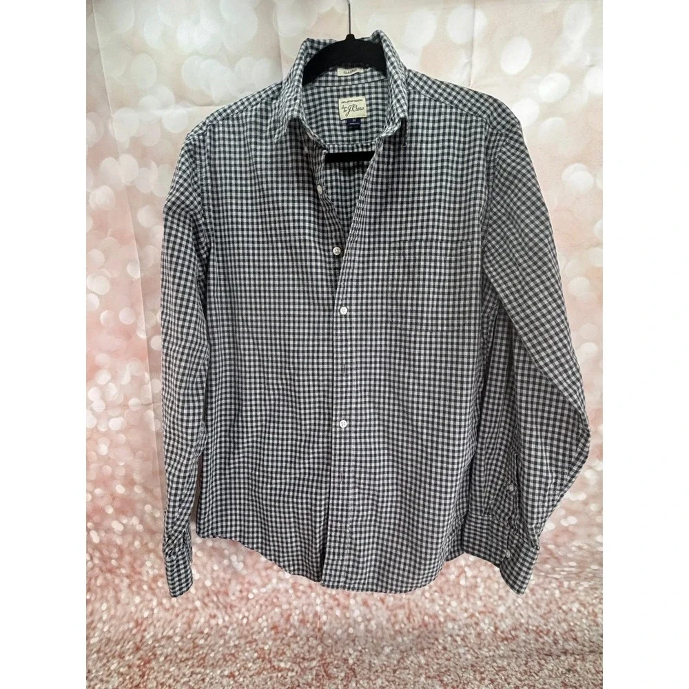 J Crew Mens Classic Fit Button Down Long Sleeve Gingham Shirt‎